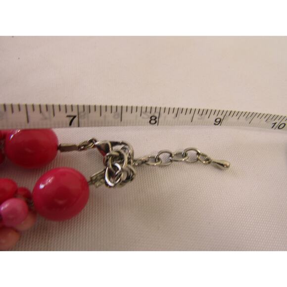 Pink 5 Strand Collar Bead Necklace 14" VTG Cottagecore Whimsical VTG - Picture 4 of 4